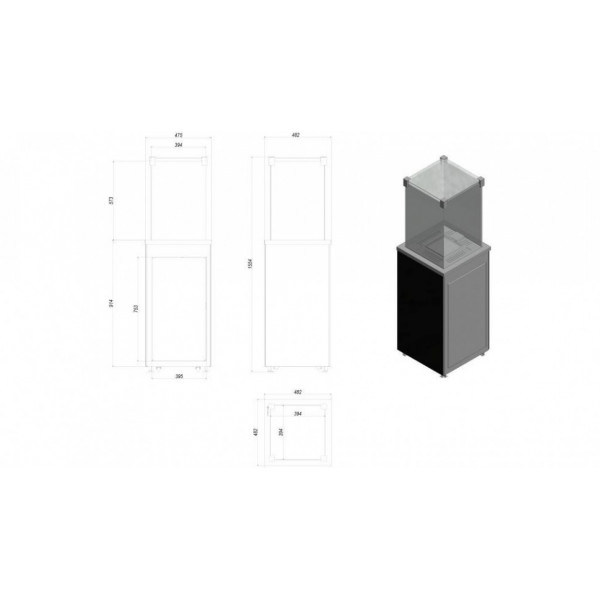 Уличный нагреватель PATIO/G31/37MBAR/B - белое стекло, с пультом ДУ Kratki (Польша)