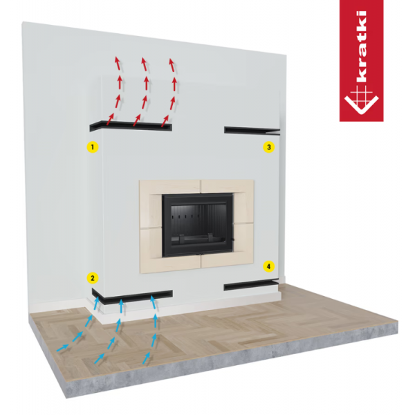 Решётка Kratki Luft 560х560х120 45S угловая черная Kratki