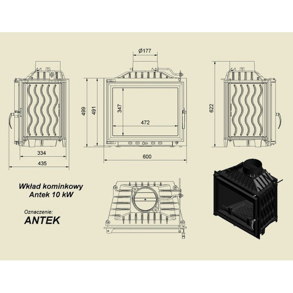 Каминная топка ANTEK/180 Kratki (Польша)
