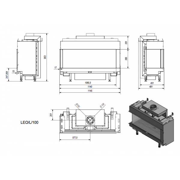Газовая топка LEO/L/100/G20 магистральный газ Kratki (Польша)
