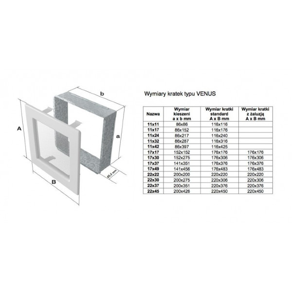 Решетка 11х24 Venus белая Kratki (Польша)