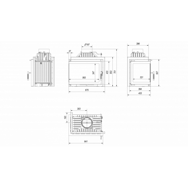 Каминная топка SIMPLE/M/S/L/BS, угловое стекло слева Kratki (Польша)