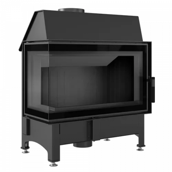 Каминная топка Zibi/L/BS/DECO угловое стекло слева, черная футеровка Kratki (Польша)