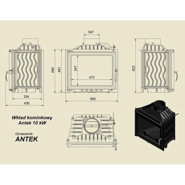 Каминная топка ANTEK/150 Kratki (Польша)