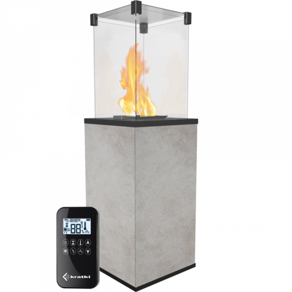 Уличный нагреватель PATIO/MINI/G31/37MBAR/Q/O/G - OXIDE GRIGIO, с пультом ДУ Kratki (Польша)