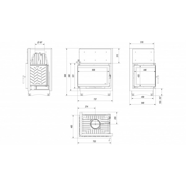 Каминная топка ZUZIA/ECO/L/BS/DECO Kratki (Польша)