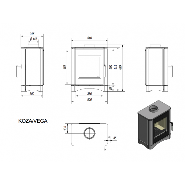 Печь KOZA/VEGA/150 Kratki (Польша)
