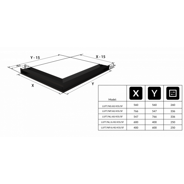 Люфт угловая стандарт графитовая 60 LUFT/NS/60/45S/G Kratki (Польша)
