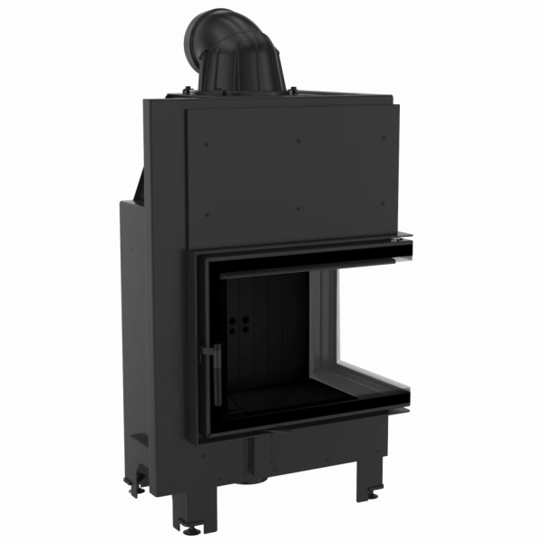 Стальная каминная топка MBZ/P/BS, Г-образное стекло справа, черная футеровка Kratki PRO