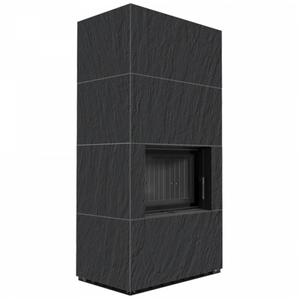 Каминокомплект FLOKI в облицовке NATURALI ARDESIA NERO A SPACCO черная футеровка Kratki PRO