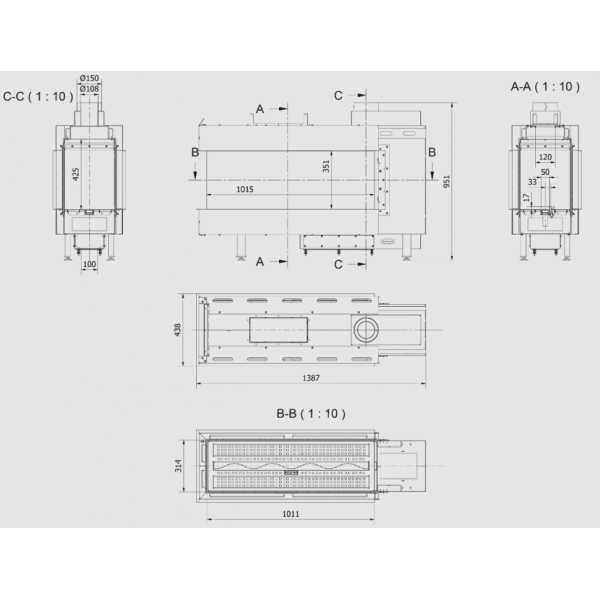 Газовая топка Kratki Pro LEO/LP/100/G31/37MBAR (баллонный газ) Kratki (Польша)