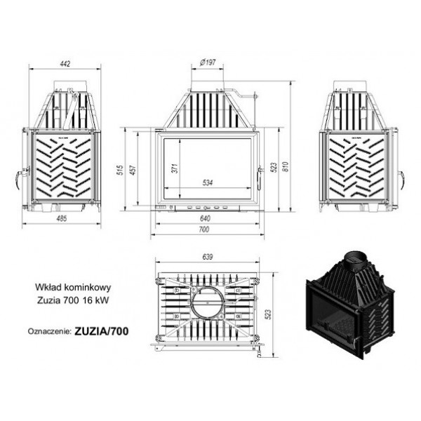 Каминная топка ZUZIA/700 Kratki (Польша)