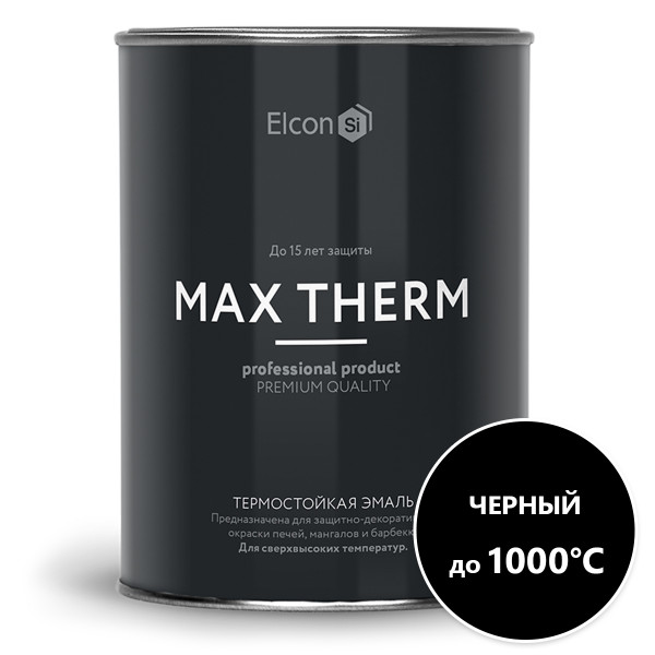 Краска термостойкая (Эмаль) антикоррозионная (до 1000°С; 0 8 кг) Черная ELCON