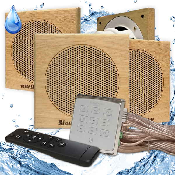 Комплект влагостойкой акустики - SW4 White ECO SAUNA (квадратная решетка) Steam & Water