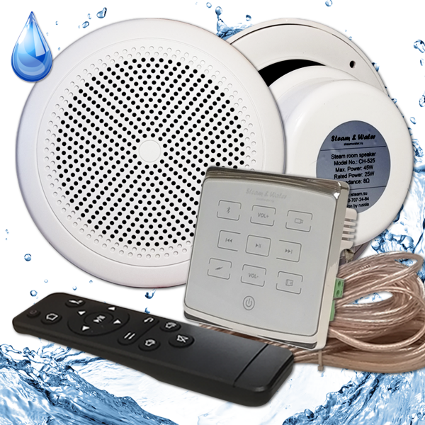Комплект влагостойкой акустики для бани, сауны и хамама - SW 2 White ECO(белый) Steam & Water