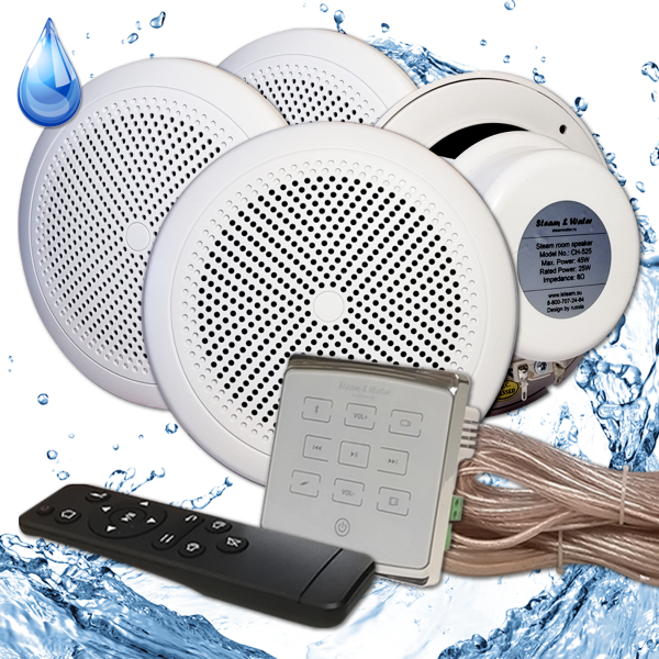 Комплект влагостойкой акустики для бани, сауны и хамама - SW 4 White ECO(белый) Steam & Water