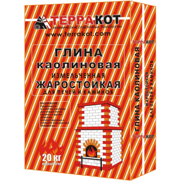 Глина каолиновая "Терракот" жаростойкая, 20 кг Терракот
