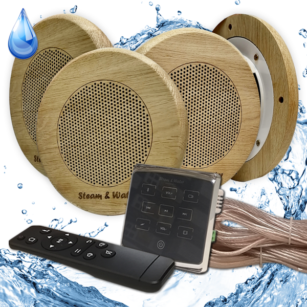 Комплект влагостойкой акустики - SW4 Black ECO SAUNA (круглая решетка) Steam & Water
