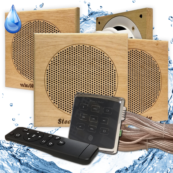 Комплект влагостойкой акустики - SW4 Black ECO SAUNA (квадратная решетка) Steam & Water