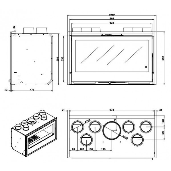 Каминная топка ROCAL RCr 100