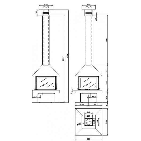 Дровяной камин ROCAL Giselle 90 Graffiti стальной
