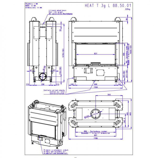 Каминная топка ROMOTOP HEAT T 3G L 88.50.01 DF DOUBLE FACE