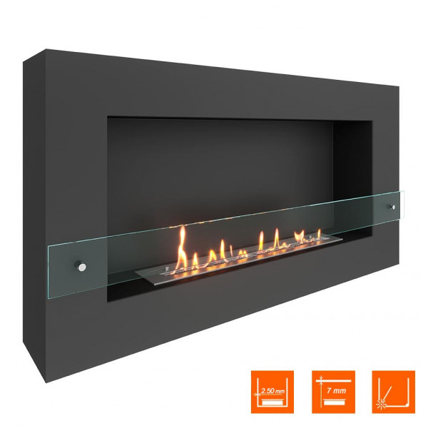 Биокамин SteelHeat WALL GRAND 1200 черный (Стекло)