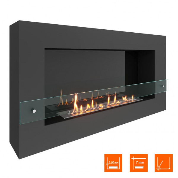 Биокамин SteelHeat WALL GRAND 1200 черный (Стекло + Стемалит)