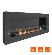Биокамин SteelHeat WALL GRAND 1500 черный (Стекло + Стемалит)