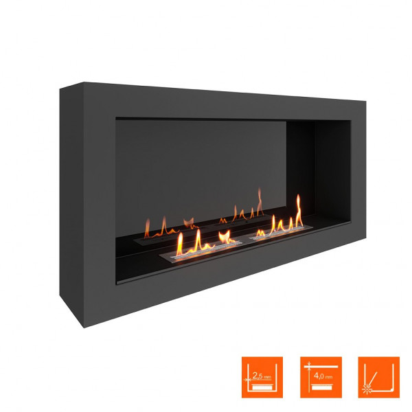 Биокамин SteelHeat WALL ONE 1100 LITE черный (Стемалит)