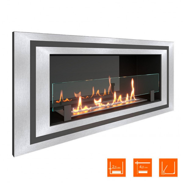Биокамин встраиваемый SteelHeat LONG-D 900 Small (Стекло + Стемалит)