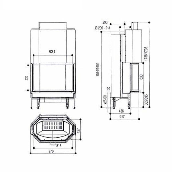 Каминная топка Supra CRISTAL 431 B N