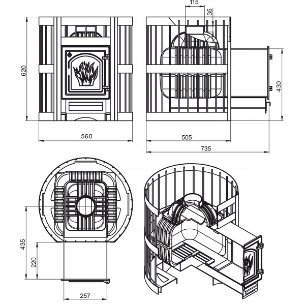 Дровяная печь для бани Etna (Этна) 18 (ДТ-4) Стандарт