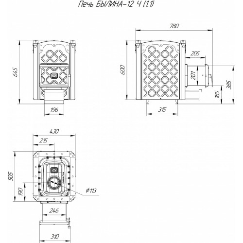 Печь для бани Былина-12 Ч