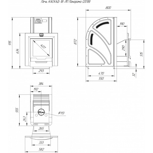 Печь для бани Каскад-18 ЛП Панорама (2018)