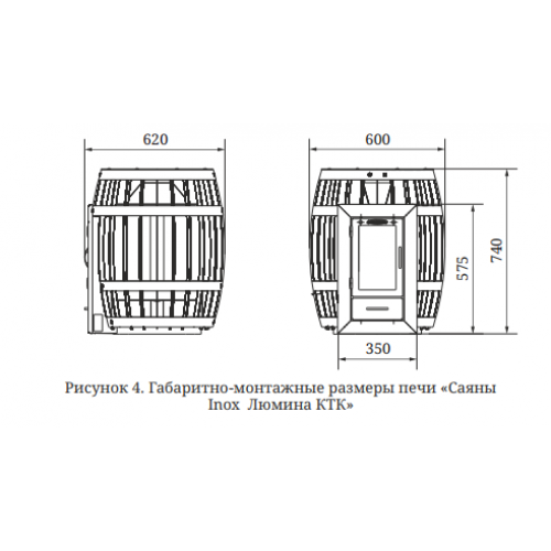 Банная печь Саяны Inox Люмина КТК