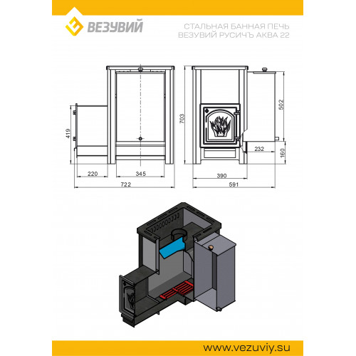 Печь ВЕЗУВИЙ Русичъ «АКВА» 22 (ДТ-4)